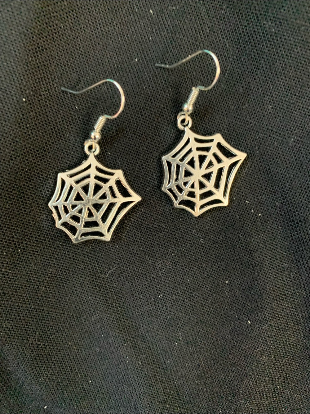 Hand Crafted Silver Spiderweb Drop Earrings